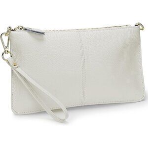 RFID Blocking Z9 White Chain Wristlet Purse Women Small Clutch Zipper Pockets